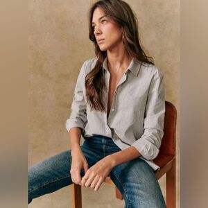 Sezane Gray Striped Button Down Shirt